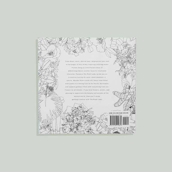 Book cover of Plant Lady Coloring Book with floral design and text