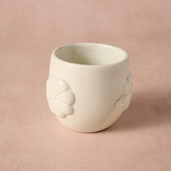 Soapstone planter with floral design